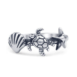 Seashell Turtle & Starfish Ring