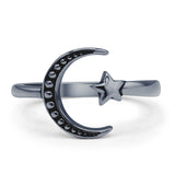  Oxidized Moon Star Ring