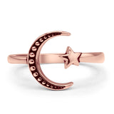  Oxidized Moon Star Ring