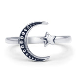  Oxidized Moon Star Ring