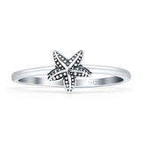 Minimalist 7mm Mermaid Starfish Ring Oxidized 925 Sterling Silver