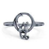 Cat & Moon Ring