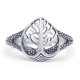 Vintage Style 12.6mm Tree Of Life Ring Filigree Oxidized 925 Sterling Silver