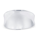 Vintage Style 12.4mm Concave Ring 925 Sterling Silver