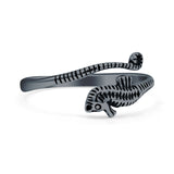 Minimalist 9mm Seahorse Ring Oxidized  925 Sterling Silver