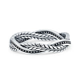 Minimalist 4.3mm Twisted Leaf Vine Band Oxidized 925 Sterling Silver