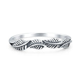 Minimalist 3.4mm Leaves Band Oxidized  925 Sterling Silver