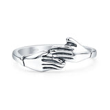 Minimalist 8.5mm Hands Ring 925 Sterling Silver