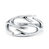 Minimalist 11mm Deer Antler Ring Band 925 Sterling Silver