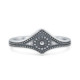 Minimalist 11.6mm Sunburst Ring Oxidized  925 Sterling Silver