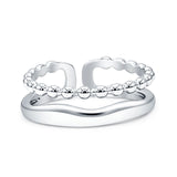 Minimalist 7.3mm Double Beaded Band Ring 925 Sterling Silver