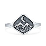 14.4mm Mountain Moon Ring 925 Sterling Silver