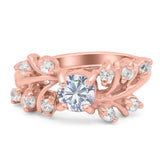 Art Deco Round Natural Stone Floral Ring