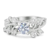 Art Deco Round Natural Stone Floral Ring