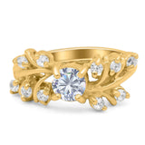 Art Deco Round Natural Stone Floral Ring