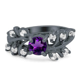 Art Deco Round Natural Stone Floral Ring