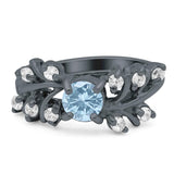 Art Deco Round Natural Stone Floral Ring