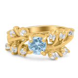 Art Deco Round Natural Stone Floral Ring