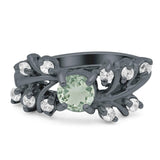 Art Deco Round Natural Stone Floral Ring