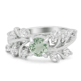 Art Deco Round Natural Stone Floral Ring