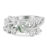 Art Deco Round Natural Stone Floral Ring