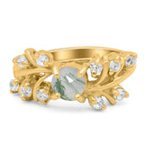 Art Deco Round Natural Stone Floral Ring