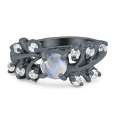 Art Deco Round Natural Stone Floral Ring