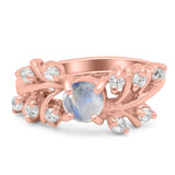 Art Deco Round Natural Stone Floral Ring