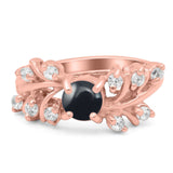 Art Deco Round Natural Stone Floral Ring