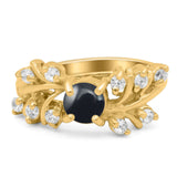 Art Deco Round Natural Stone Floral Ring