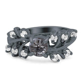 Art Deco Round Natural Stone Floral Ring