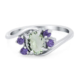 Art Deco Oval Natural Stone Swirl Ring