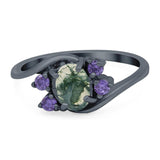 Art Deco Oval Natural Stone Swirl Ring