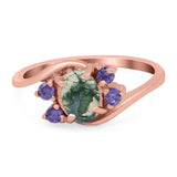 Art Deco Oval Natural Stone Swirl Ring