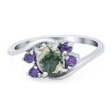 Art Deco Oval Natural Stone Swirl Ring