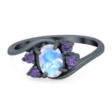 Art Deco Oval Natural Stone Swirl Ring