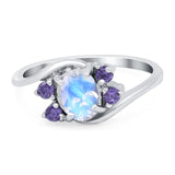 Art Deco Oval Natural Moonstone Swirl Ring 925 Sterling Silver