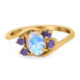 Art Deco Oval Natural Stone Swirl Ring