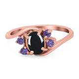 Art Deco Oval Natural Stone Swirl Ring