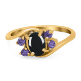 Art Deco Oval Natural Stone Swirl Ring