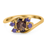 Art Deco Oval Natural Stone Swirl Ring