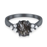 Vintage Style Oval Natural Stone Ring 