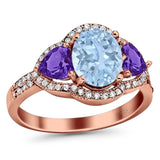 Three Stone Oval Natural Stone Trio Ring