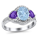 Three Stone Oval Natural Stone Trio Ring