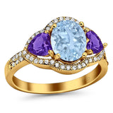 Three Stone Oval Natural Stone Trio Ring