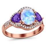 Three Stone Oval Natural Stone Trio Ring