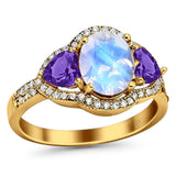 Three Stone Oval Natural Stone Trio Ring