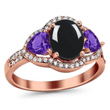 Three Stone Oval Natural Stone Trio Ring