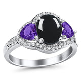 Three Stone Oval Natural Stone Trio Ring