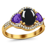 Three Stone Oval Natural Stone Trio Ring